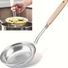 Stainless Steel Mesh Slotted Spoon - Wood Handle Soup Ladle for Cooking & Oil Filter, Home & Restaurant Use