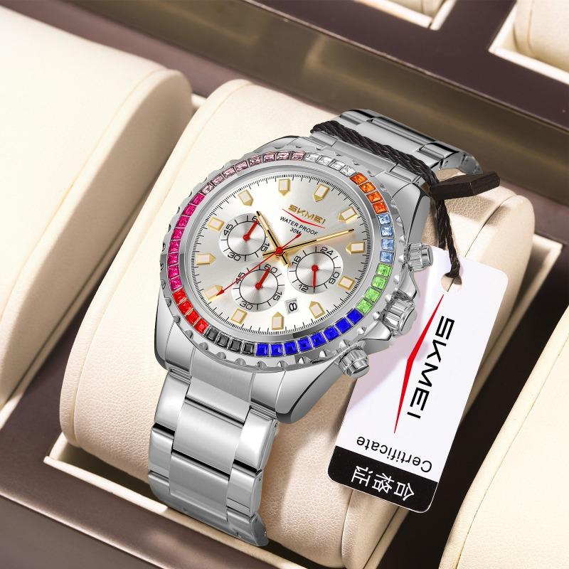 Men's quartz watch waterproof luminous fashion business diamond-encrusted high-end watch quartz men's
