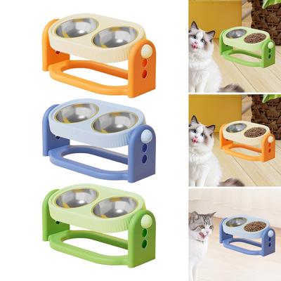 Verstellbare Hundenapf Erhöhte Futterstation Edelstahl Rutschfest Doppelnäpfe für Welpen Katze Futter Wasser Haustierfutterspender