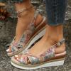 Women's Summer New Thick‑Sole Mid‑Heel One‑Strap Buckle Peep‑Toe Roman Sandals