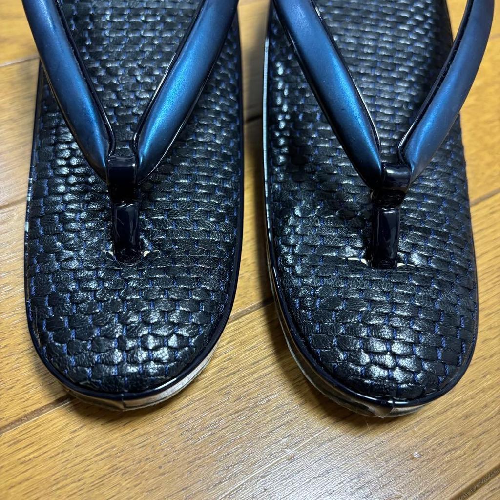 Used Mercari city limited!Kinwashi Honpo Zori Sandals Kinwashi Seal Navy Blue Top Grade Masterpiece Ajiro