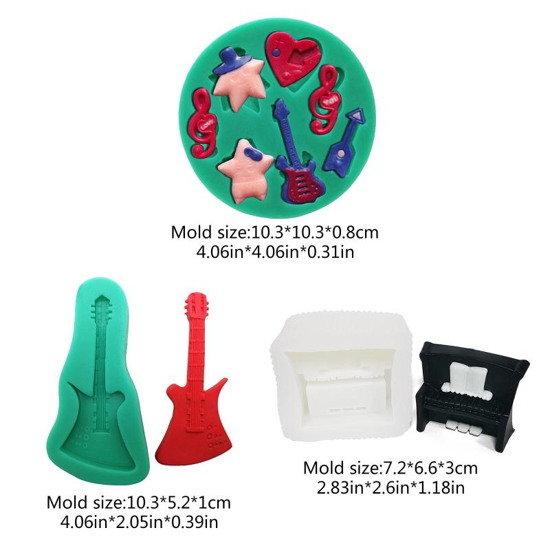 Silicone Chocolate Mold Soft Cake Baking Gadgets Musical Notes Piano Guitar Fondant Candy Molds Silicone Baking Moulds