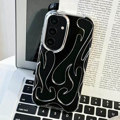 Etui na Samsunga Galaxy S24 z pustym wzorem płomieni, galwanizowane TPU, pokrowiec na telefon