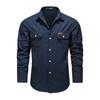 Men's Shirt Casual and Fashionable Versatile Solid Color Lapel Work Top