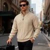Men's Knitted Pullover Sweater Half Zip Stand Collar Cable Knit Pattern Long Sleeve Casual Winter Warm Sweatshirt