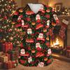 Women's Fashion Christmas Print V-Neck Short Sleeve Caregiver Work Top with Pockets