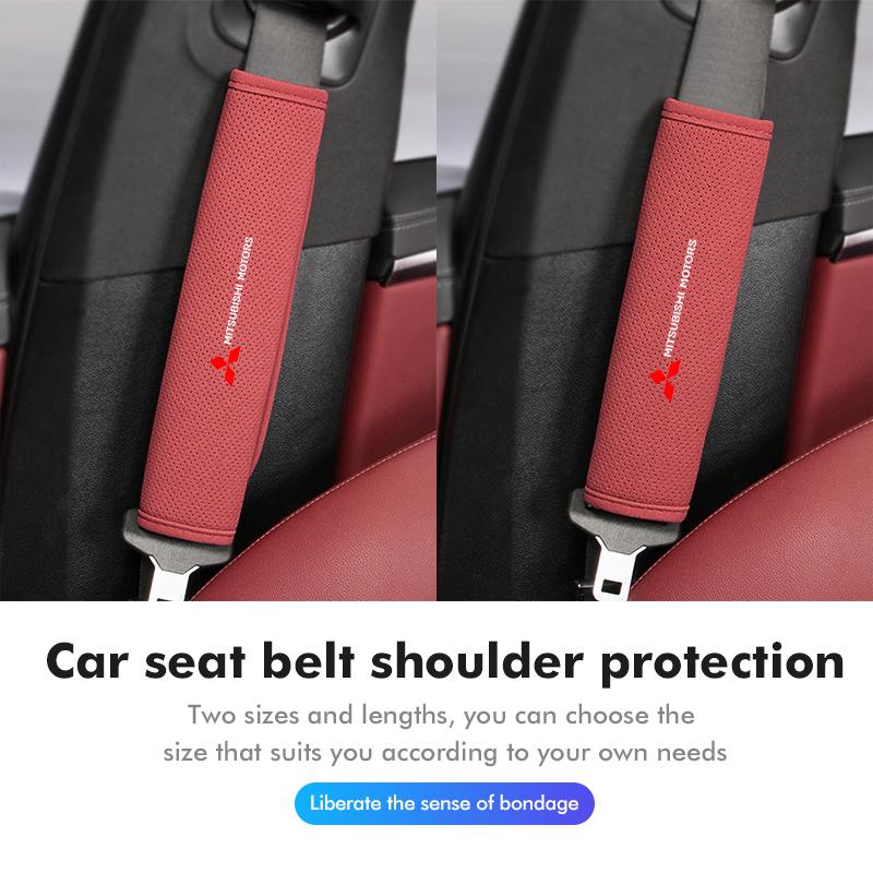 For Mitsubishi Breathable Car Logo Seat Belt Shoulder Cover Strap Padding Protection Mat Outlander Lancer Eclipse Mirage Xpander