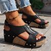 New Large-size Platform Wedge Toe Women's Shoes with Retro Style, Summer Sandals for Women