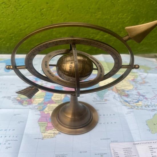 26.67 Cm Brass Armillary Sphere Style Celestial Globe-Astrolabe Navigation Decor Educational Desk Ornament Nautical Graduation, Birthday Gift