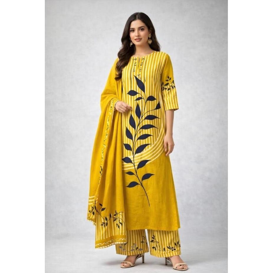 Hand Block Printed Heavy Cotton Kurta Set Women's Designer Ethnic Kurti Pant Set