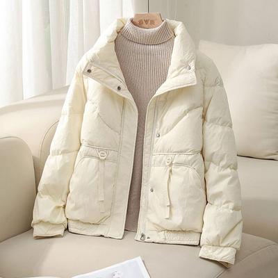 Kurze Winter-Daunen-Baumwolljacke für Damen mit Stehkragen und stylischem Design