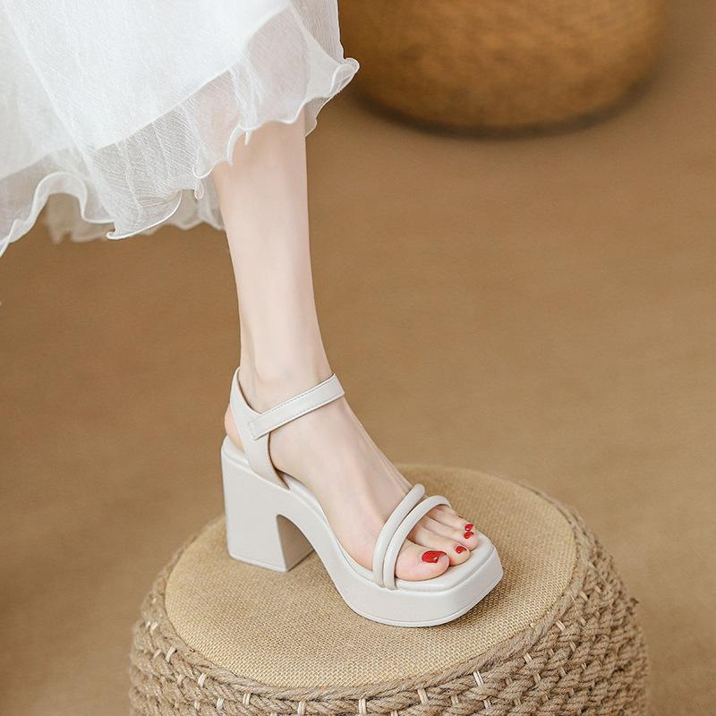 

Small wear~ thick-soled thick-heeled muffin sandals women s shoes with skirts and high heels 38