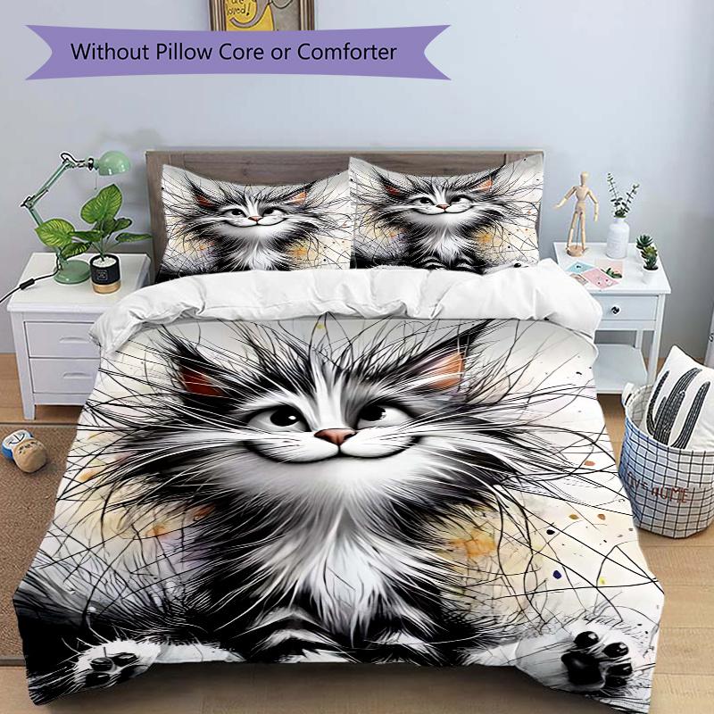 

3pcs Anime Cartoon Design Duvet Cover Set with One Quilt Cover and Two Pillowcases (No Core) - Home Decor Gift for Bedroom and Guest Room Decoration - 135x200cm