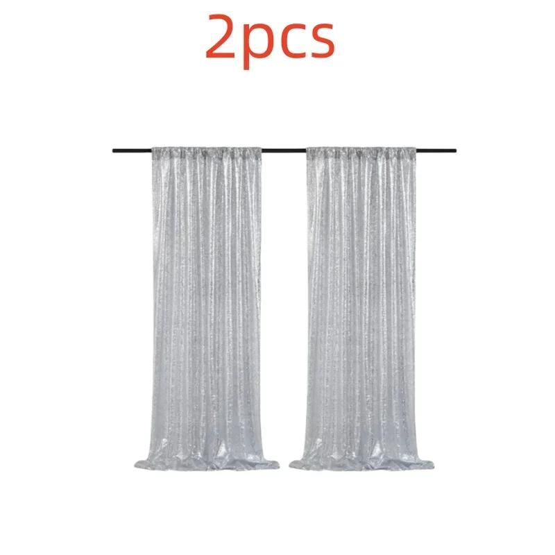 Gold/Silvery Sequin Backdrop Curtains, 2 Panels - 2FTx8FT Sequin Curtains for Party Wedding Sequence Backdrop Stage Decorations