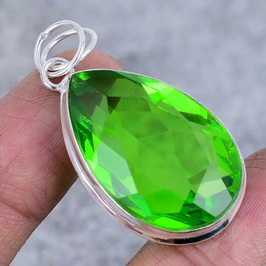 Peridot Handgefertigter 925 Sterling Silber Schmuck Anhänger 1,89" Z3P70