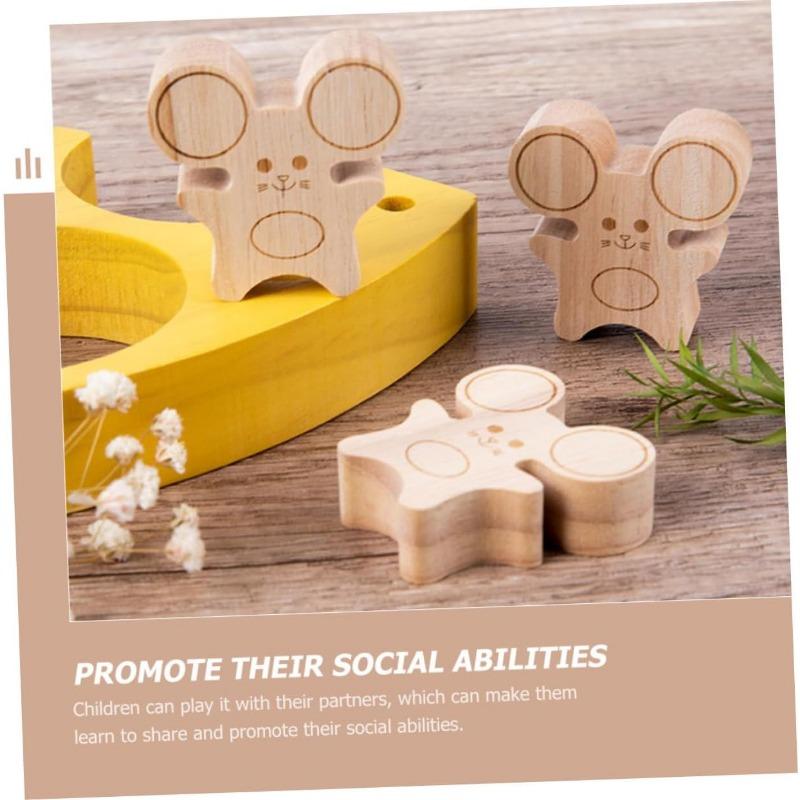 Boys and Girls-Friendly Blocks Wooden Building Blocks Cheese Mice Improve Patience Imagination Safe Material