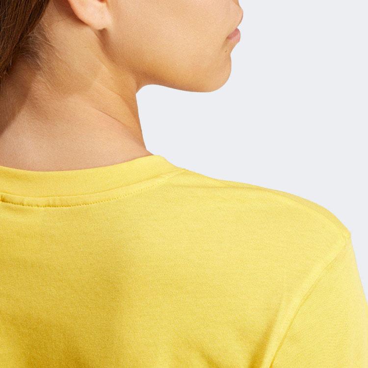 Adidas Originals Letter Logo Printed Round Neck Short Sleeve Drop Shoulder T-Shirt Women T-Shirt Yellow IN8438