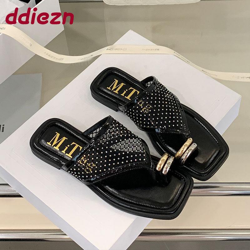 Fashion Fashion Metal Ladies Flats Slippers Sandals Shoes New In Summer Beach Slides Women Flats Slippers Shoes Female Flip flops