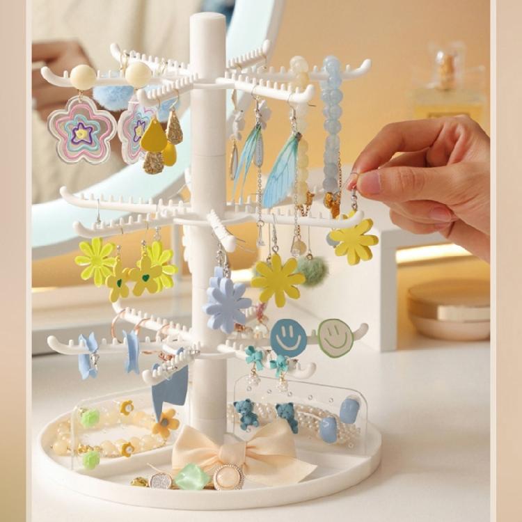 Standing Earring Necklace Holder 2/3/4-Tiers Hanging Jewelry Organizers Display Stand Jewelry Storage Display Tower Rack