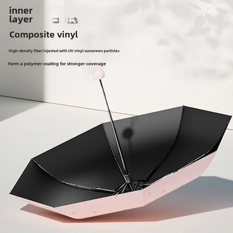 Umbrelă compactă de damă cu ștanțare aurie: Protecție UV, pliabil portabil, pentru soare și ploaie