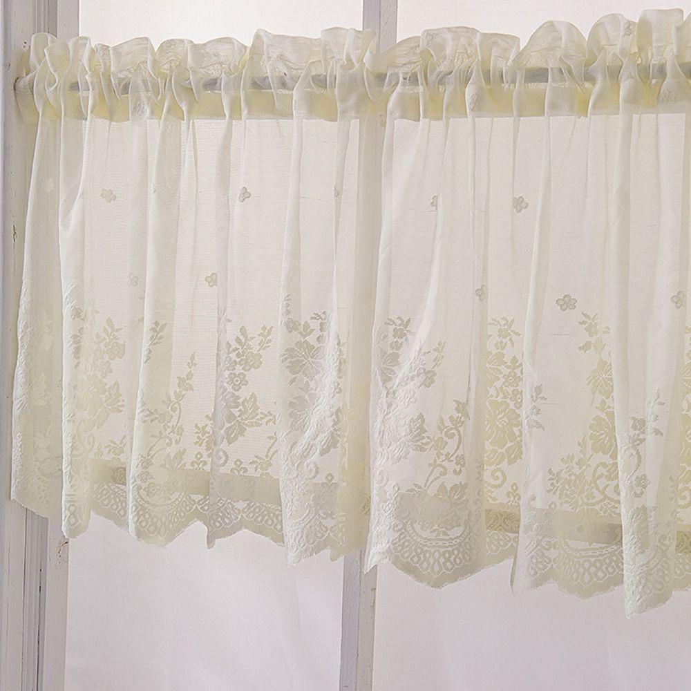 1Pcs Valance Lace Hem Coffee Short Curtain Modern Lace Small Curtain  for Cabinet Door Bedroom
