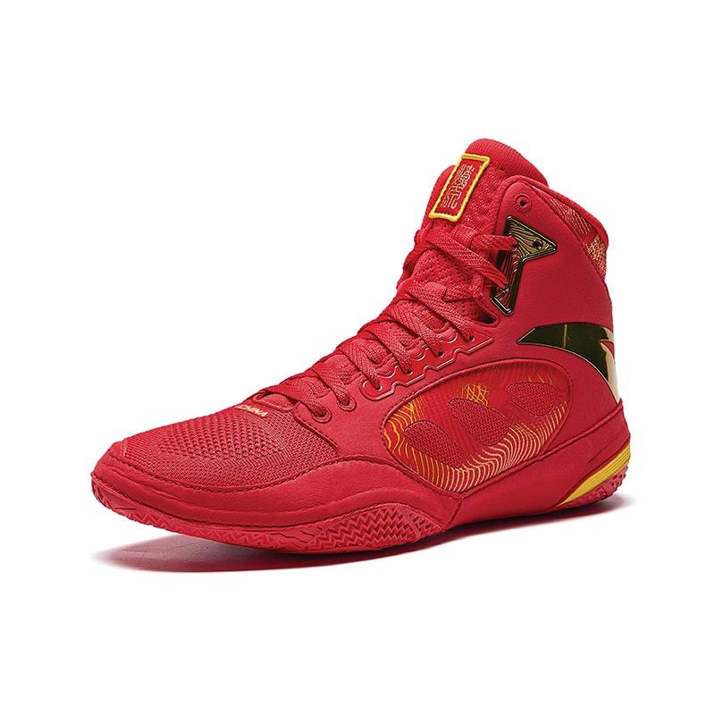 Anta Slip Resistant Abrasion Resistant High top Training Shoes Men's Red Gold 412440103-5