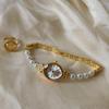 Retro Gold Klein Römisches Zifferblatt Damen Uhr Luxuriöses Elegantes Design Perlen Armband Damen Quarz Armbanduhr Mädchen Uhr Geschenke
