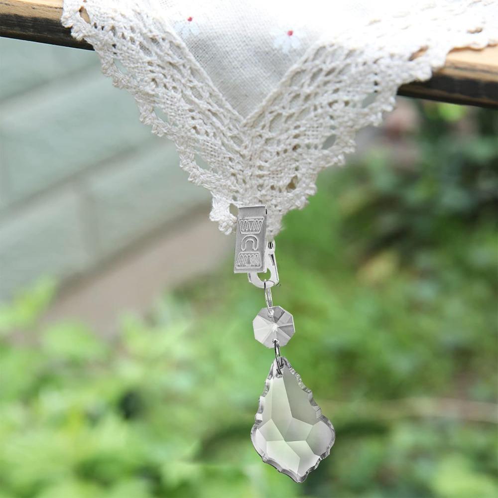 4PCS With Metal Clip Crystal Tablecloth Weights Decorative Tablecloth Clip  Dinner Table