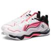 Li Ning OP Textile, Synthetic Leather Abrasion Resistant Low top Badminton Shoes Unisex White Pink Black AYZU007-1