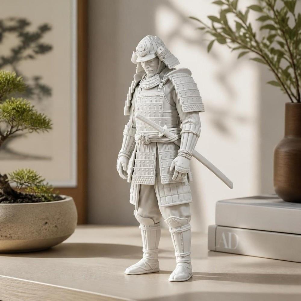 Dunkelstil Schwertkämpfer Figur Schreibtischornamente Samurai Skulptur Ninja Statue Heimdekoration