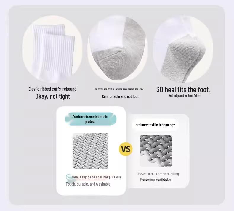 Dziecięce bawełniane skarpety: Biało-czarne, do połowy łydki, dezodorujące, odporne na zabrudzenia, odpowiednie na wiosnę, jesień i zimę