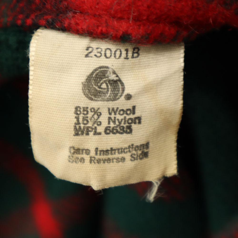 L.L.BEAN 70er Wollmischung Kursivschrift Etikett Vintage Karo Langarm Hemdjacke Herren Gebraucht