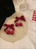 Designer Red Cherry Cloth Bow Hair Clip Sweet Women Fashion Double Layer Barrettes Lolita Headdress Female Korean Cute Velvet Ribbon Hairpin Girl