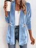 2026 New Women's Double-Breasted Decorated Gold Velvet Cardigan Lazy Style Versatile Midi Top
