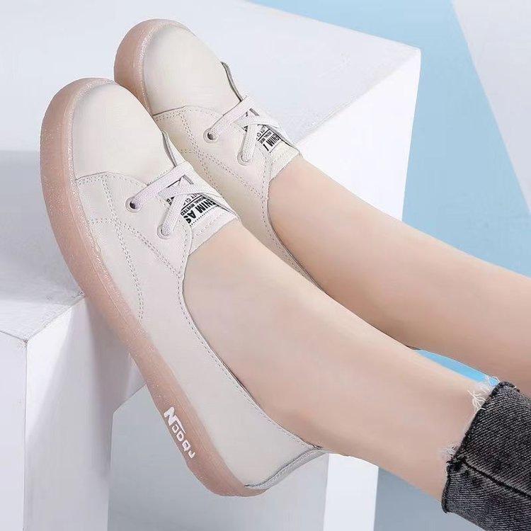 

Popular soft leather little white shoes for women s 2025 spring new versatile flat-soled soft-soled casual sports non-slip shallow-mouth single shoes 41