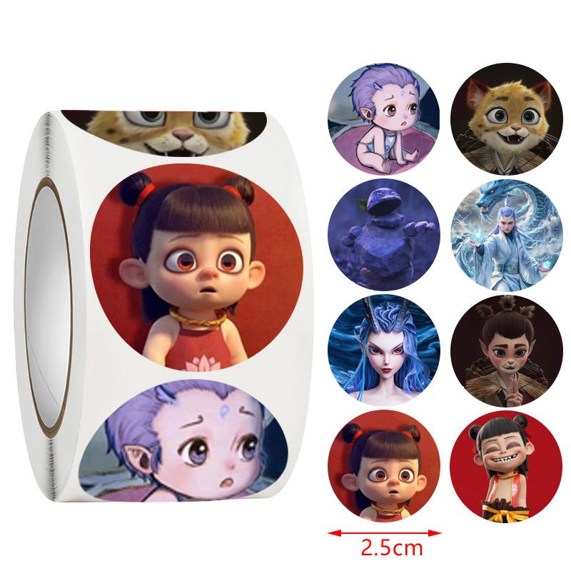 500Pcs Anime Movie Nezha Stickers Diy Scrapbook Phone Reward Seal Label Wall Sticker Kid Toy