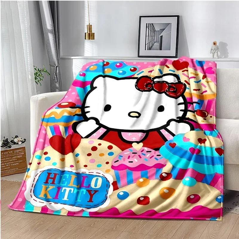 HelloKitty Cartoon Anime Kawaii Blanket for Kids Super Soft Cute Blanket for Travel Bedding Couch Sofa Bed Blanket Birthday Gift