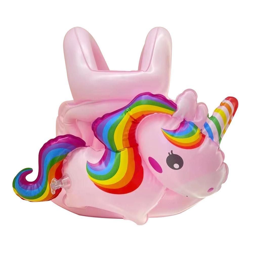 Rainbow Horse Childrens Inflatable Tank Top Swimming Suit Swimming Ring