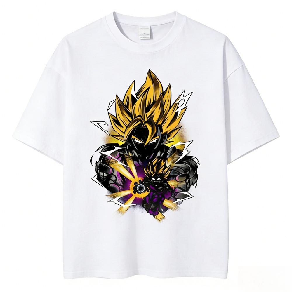Dragon Ball Goku Unisex Pure Cotton Tshirt 2026 Summer Hot Anime Print American Loose Casual Parentchild Short Sleeved Top