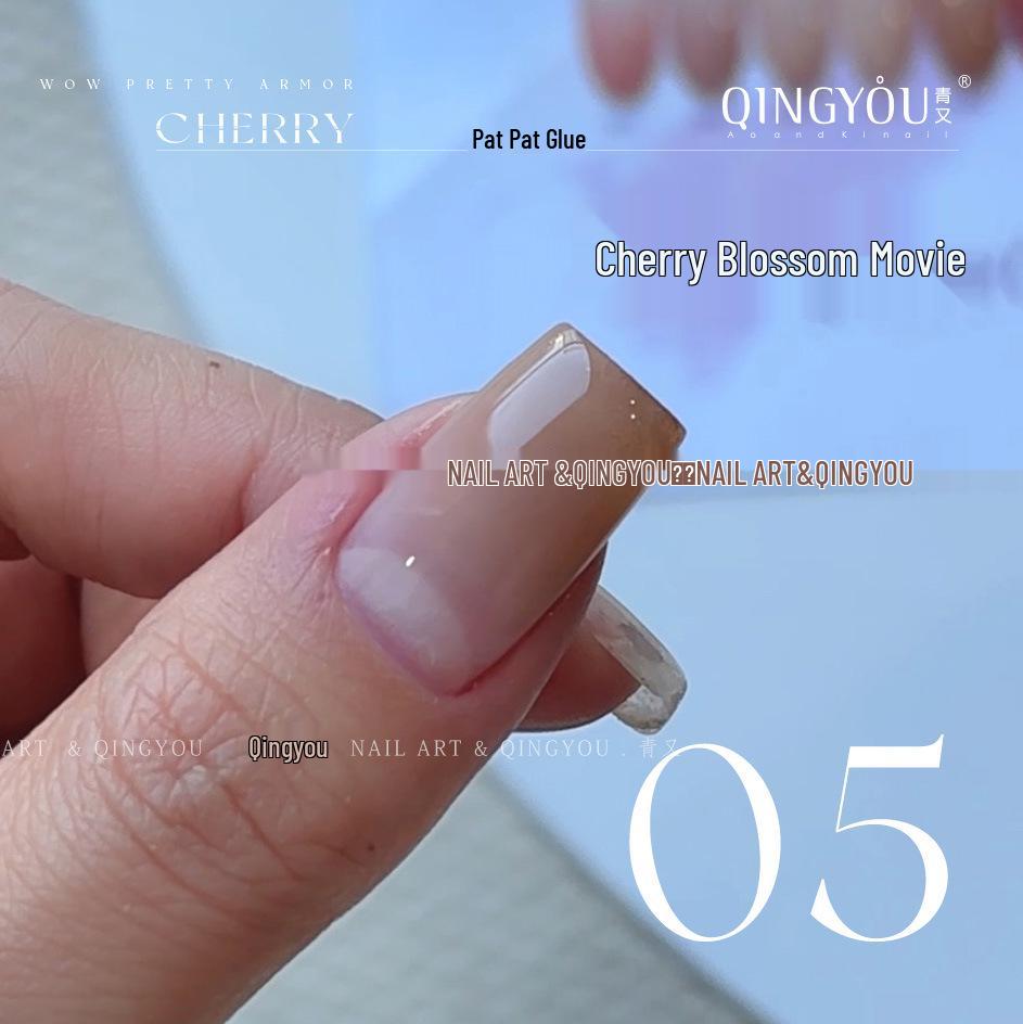 Nude Pink Cherry Blossom Gel Polish - Blurring & Gradient Nail Art