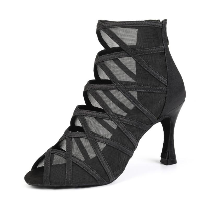 Sexy High Heels Adult Women Dance Boots Mesh Salsa Tango Latin Dance Modern Ballroom Dancing Shoes Heeled 9CM