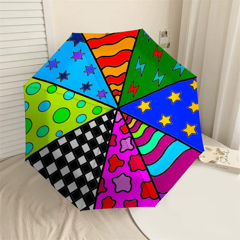

1PC Star Circle Umbrella-9-Rib Reinforced, Automatic Open, Lightweight & Durable, Cute Fashion Accessory for Outdoor-P0721