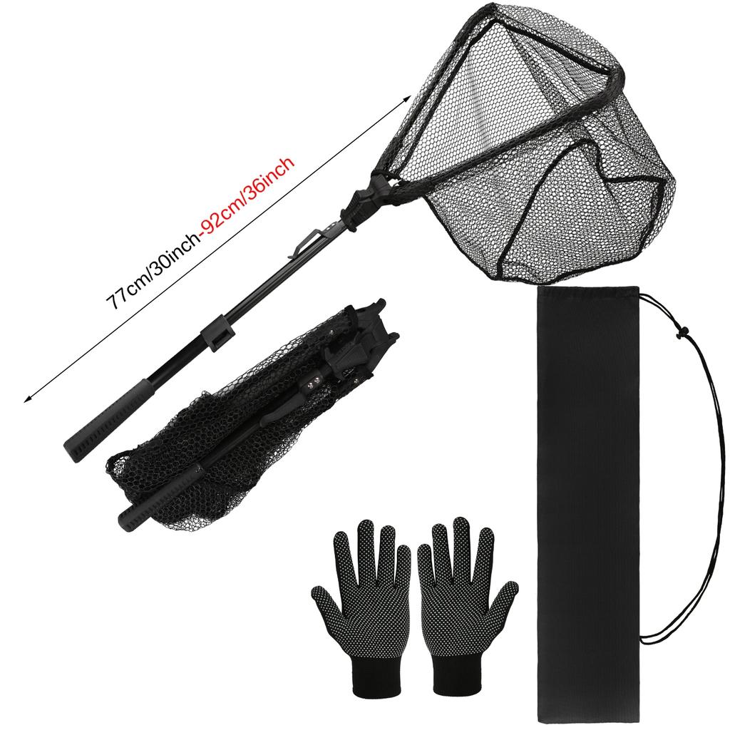 Retractable Fishing Landing Net with Telescoping Pole Foldable Handle for Kids Men Freshwater Saltwater Fly Fishing Carp Net