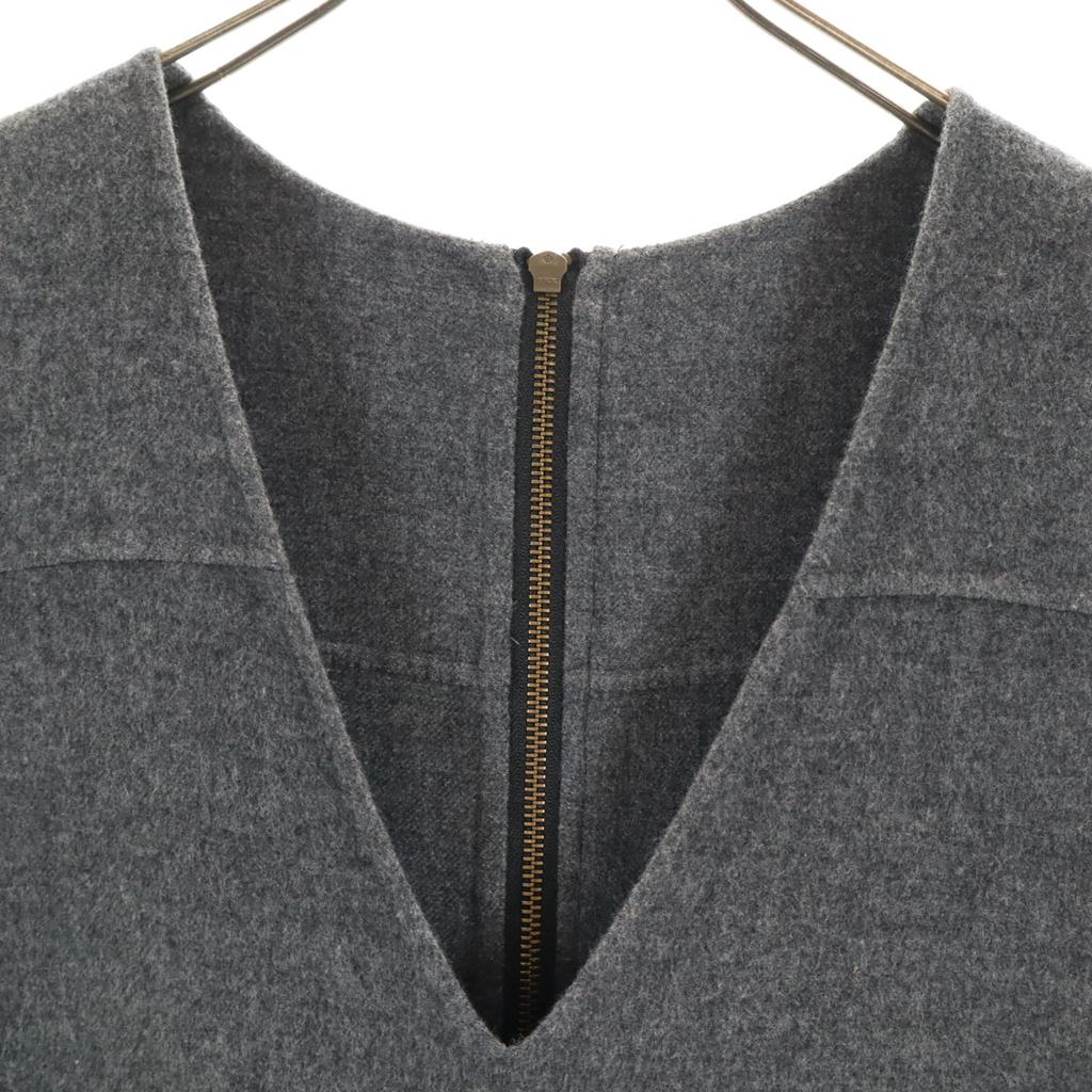 Lanvin Wool Blend No Sleeve V Neck One Piece 36 Gray Women Used