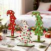 3 Pcs Lime Green Wood Christmas Tree Tabletop Christmas Tree Small Decor Standing With Rectangular Base For Home Tabletop Decor