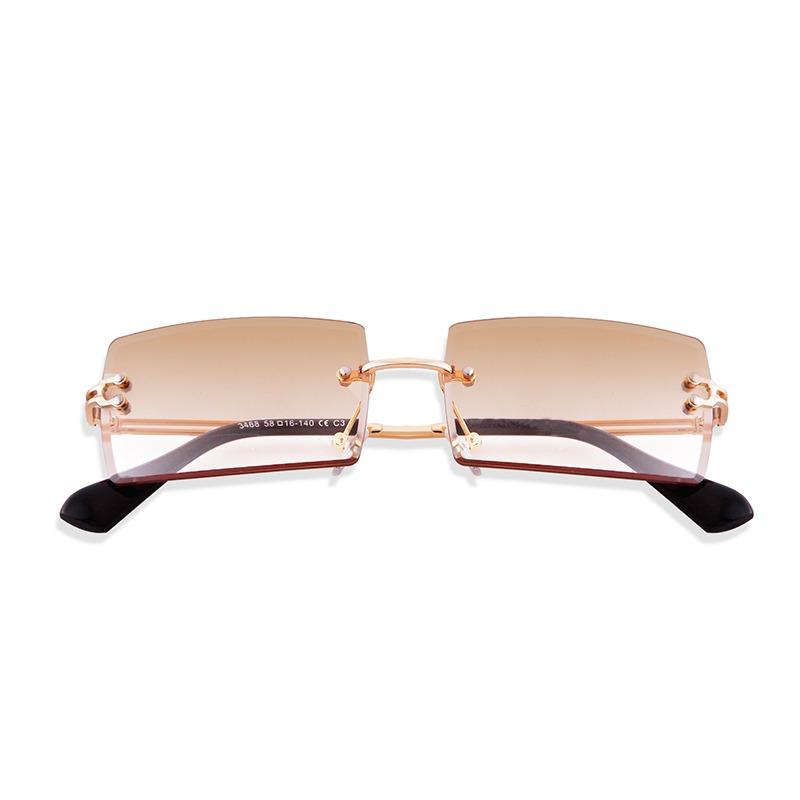 Fashion Cutted Lens Rimless Sunglasses for Women Men Brand Designer Trendy Rectangle Frameless Sun Glasses Gradual Shades S3468