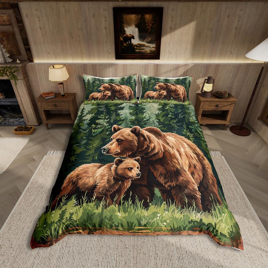 Comforter Homewish Cute Bear Jungle Amimal Bedding Setrustic Farmhouse Cabin Bed Set For Boy Kids