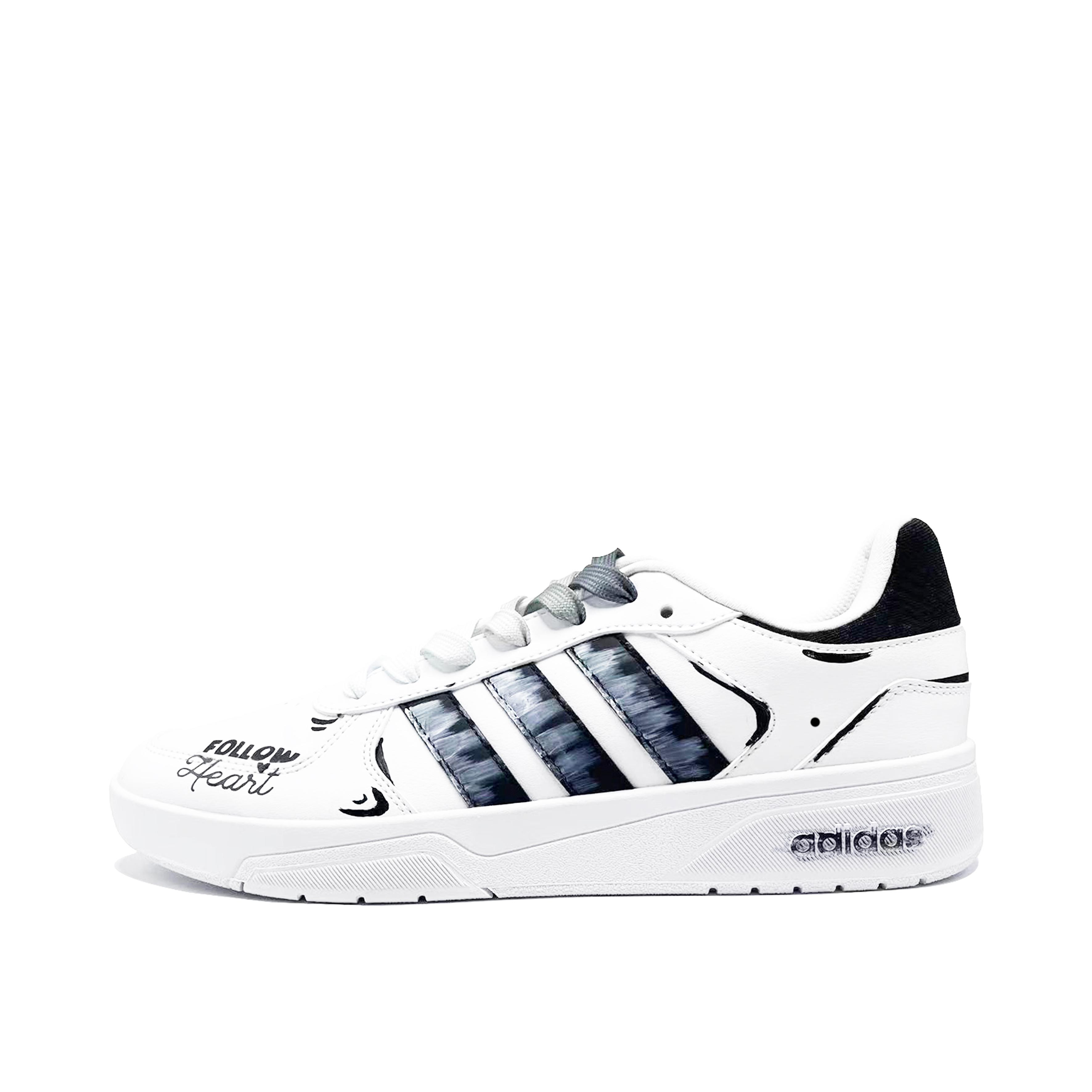 Adidas Neo Courtbeat Palpitations Coverage Abrasion Resistant Low top Skateboard Shoes Unisex Black White ID9658(Team847-) 39⅓