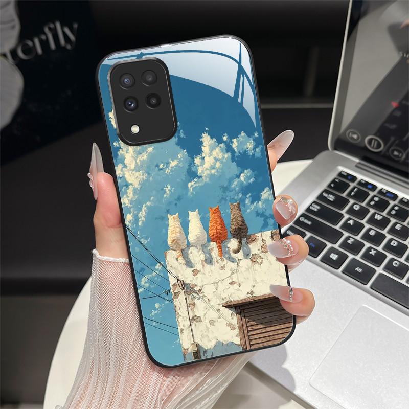 For Samsung M33 M53 Phone Case Trendy Fantasy Design Tempered Glass Hard Bumper For Galaxy M 33 M 53 Full Protection Back Covers