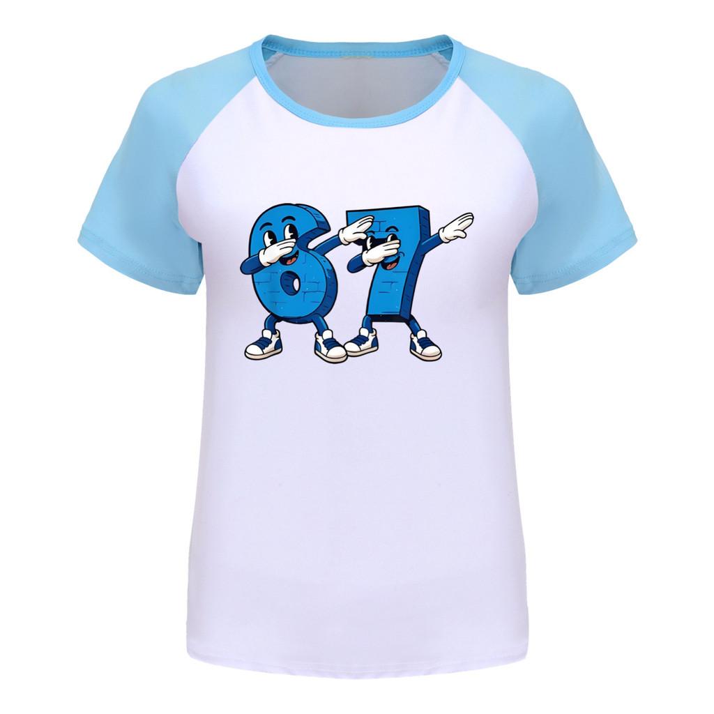 5226 Dětské Chlapecké Dívčí Ukrást Mozkovou Hnilobu 67 Šest Sedm Potisk Raglánové Krátké Rukávy Tričko